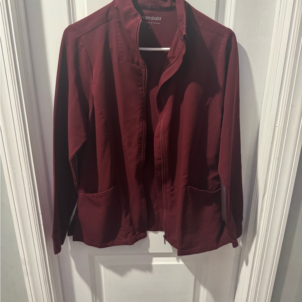 MANDALA Women's Maroon Scrub Jacket